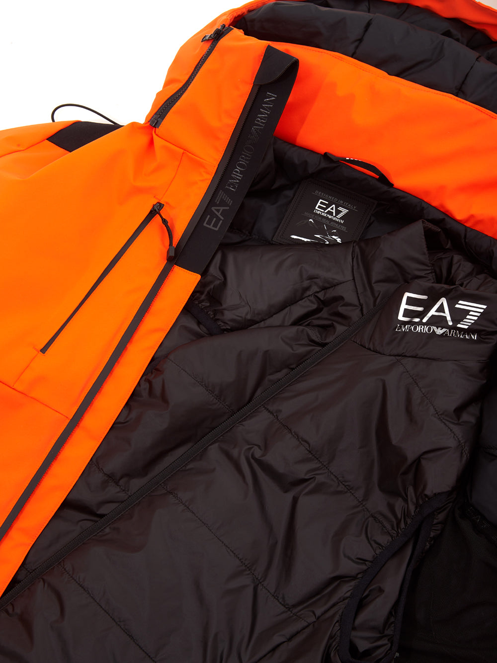 EA7 Emporio Armani Radiant Orange Technical Winter Jacket