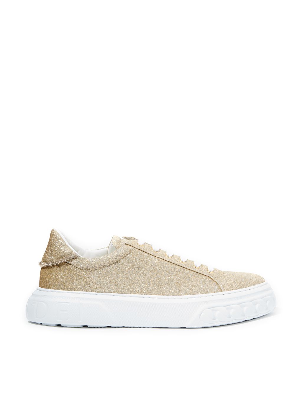 Casadei Off Road Gold Glitter Platform Sneakers