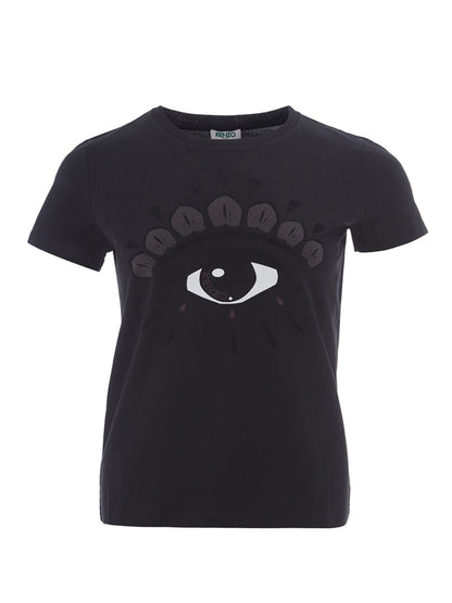 Kenzo Elegant Black Velvet Eye Tee - Pure Cotton