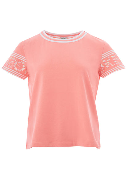 Kenzo Elegant Pink Logo Sleeve Tee for Stylish Males