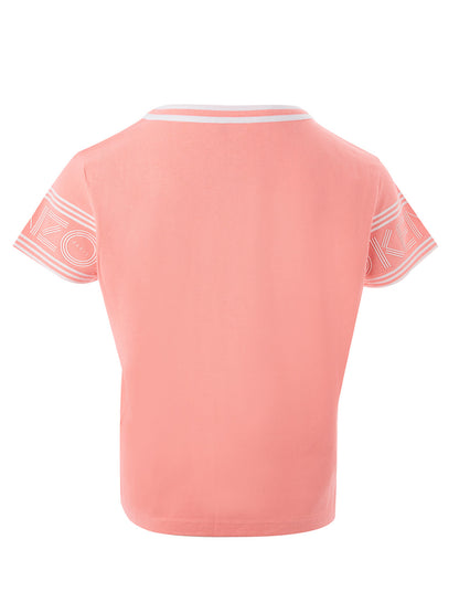 Kenzo Elegant Pink Logo Sleeve Tee for Stylish Males