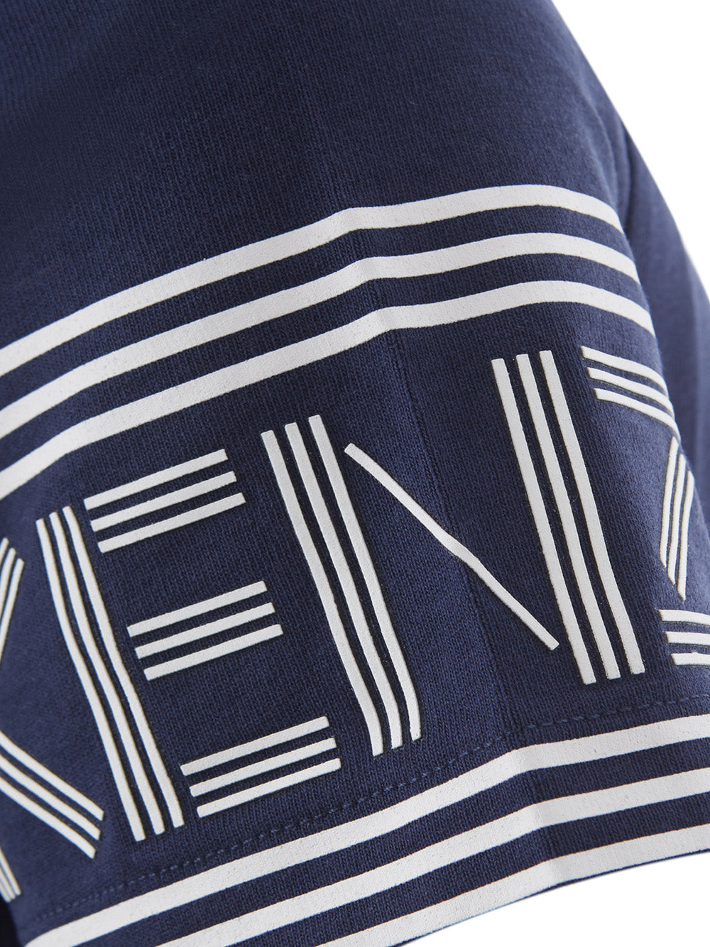 Kenzo Chic Blue Cotton Tee with Contrast Logo Sleeves