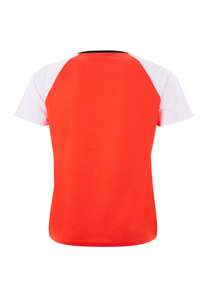 Kenzo Elegant Red Cotton T-Shirt with White Sleeves