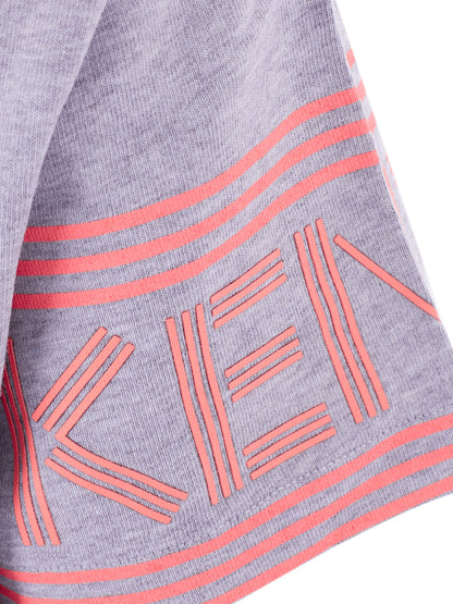 Kenzo Chic Grey Cotton Tee with Neon Pink Accents