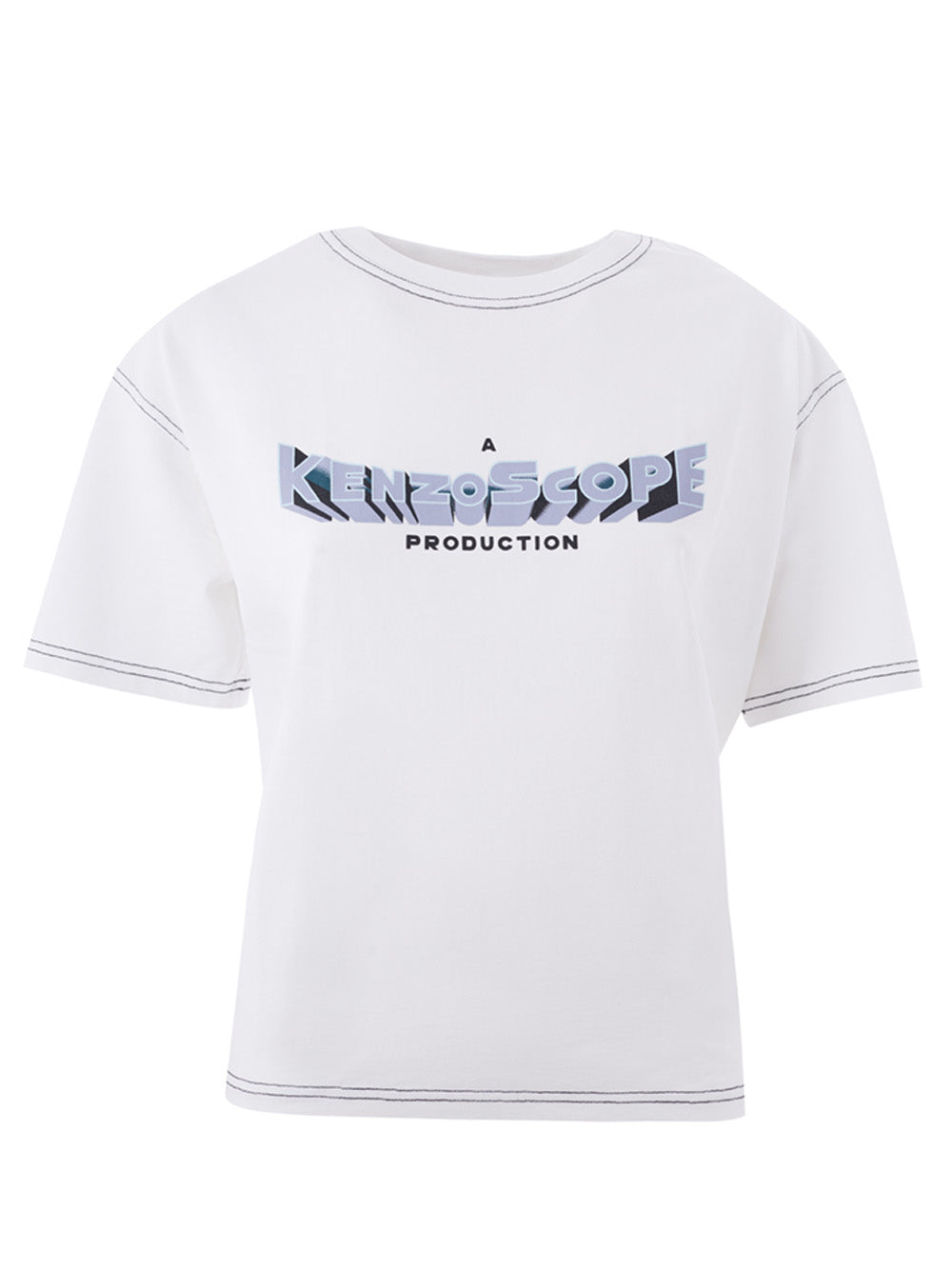 Kenzo Chic White Cotton Tee with Iconic Print