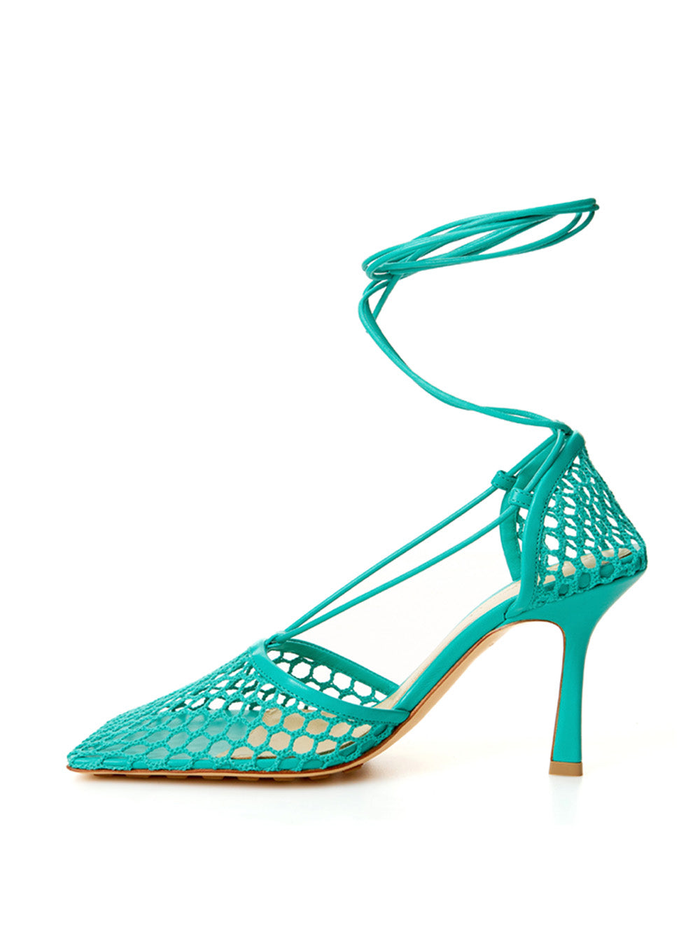 Bottega Veneta Elegant Green Stretch Leather-Trimmed Pumps