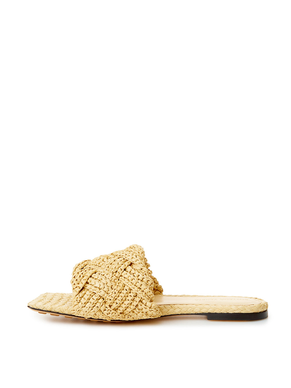 Bottega Veneta Beige Raffia Mule with Maxi Intreccio Detail