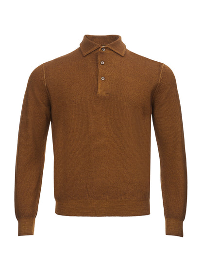 Gran Sasso Elegant Brown Wool Polo Sweater