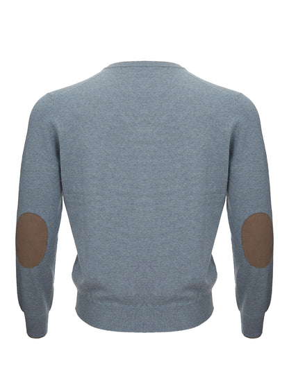 Gran Sasso Elegant Grey Cashmere V-Neck Sweater