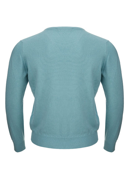 Gran Sasso Elegant Light Blue Cashmere V-Neck Sweater