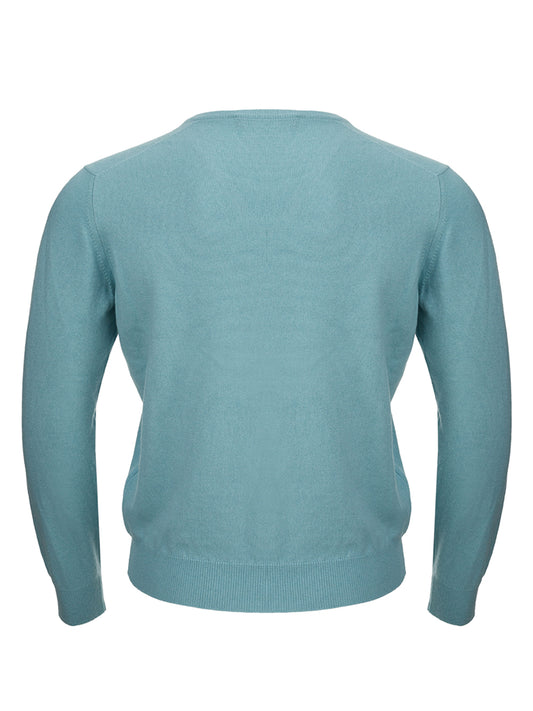 Gran Sasso Elegant Light Blue Cashmere V-Neck Sweater