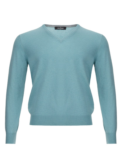 Gran Sasso Elegant Light Blue Cashmere V-Neck Sweater
