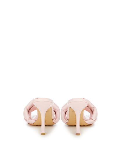 Bottega Veneta Elegant Pink Leather Sandal Mules