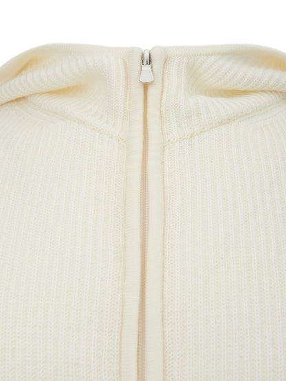 Gran Sasso Elegant White Wool Hooded Cardigan