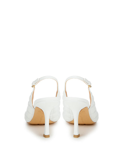 Bottega Veneta Elegant White Nappa Matelassé Slingback Décolleté