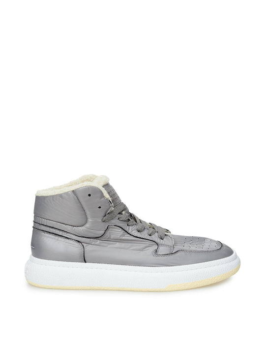 MM6 Maison Margiela Elevated Grey High-Top Fur-Lined Sneakers