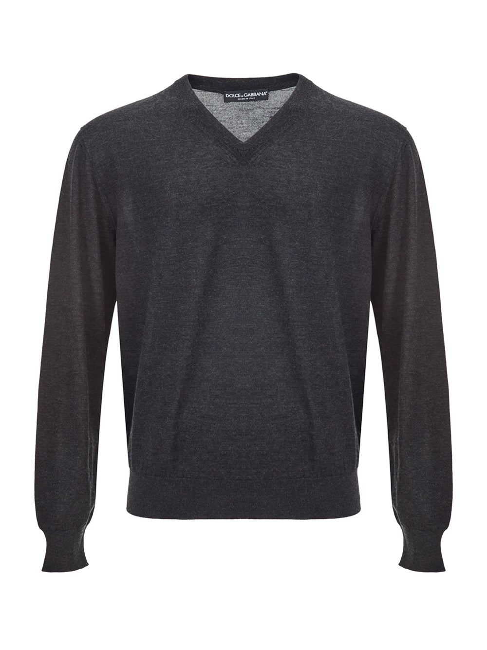 Dolce & Gabbana Italian Cashmere V-Neck Sweater - Dark Grey