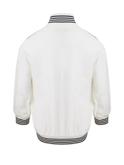 Dolce & Gabbana Elegant White Embroidered Zip Sweatshirt