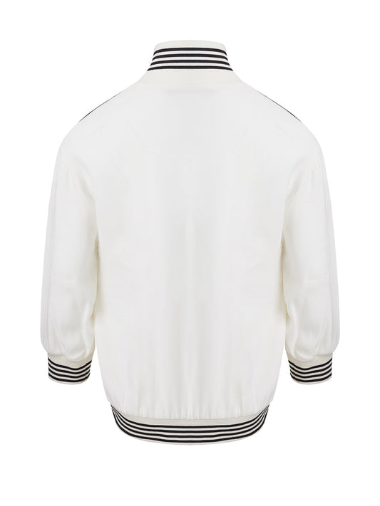 Dolce & Gabbana Elegant White Embroidered Zip Sweatshirt