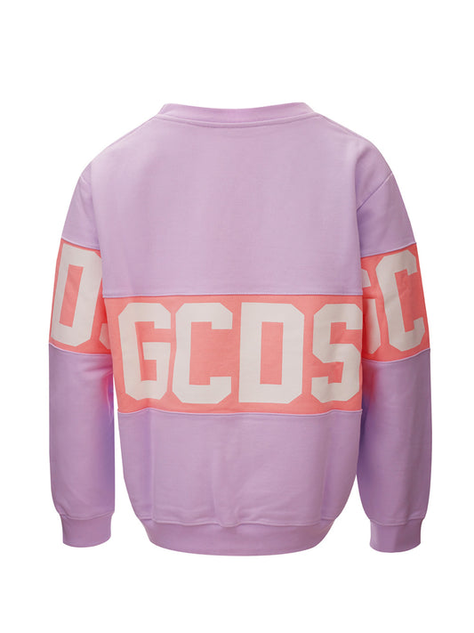 GCDS Chic Oversized Violet Sweatshirt with Logo Detail