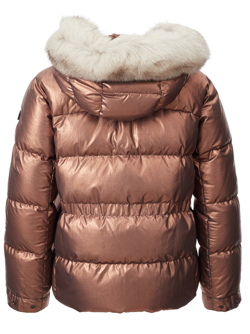 Peuterey Elegant Bronze Quilted Jacket with Fox Fur Collar