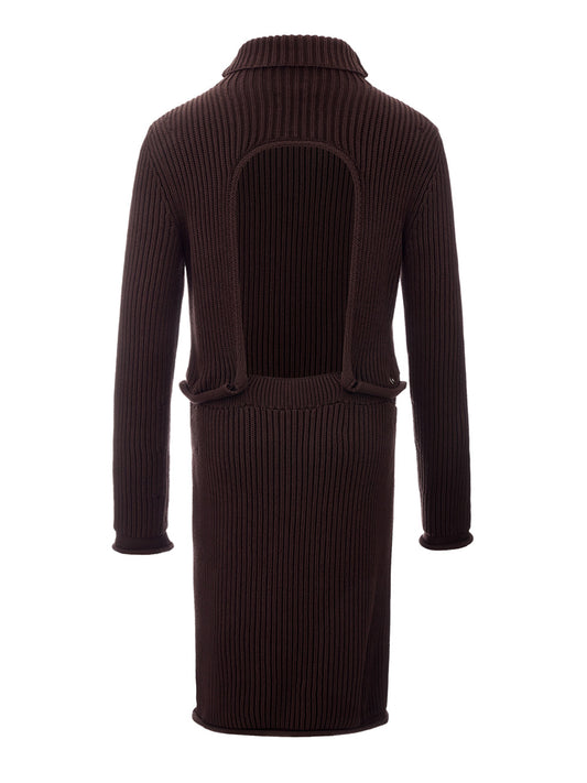 Bottega Veneta Elegant Ribbed Knit Cotton Pencil Dress