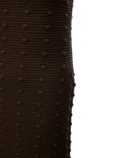 Bottega Veneta Elegant Olive Green Knit Pencil Dress