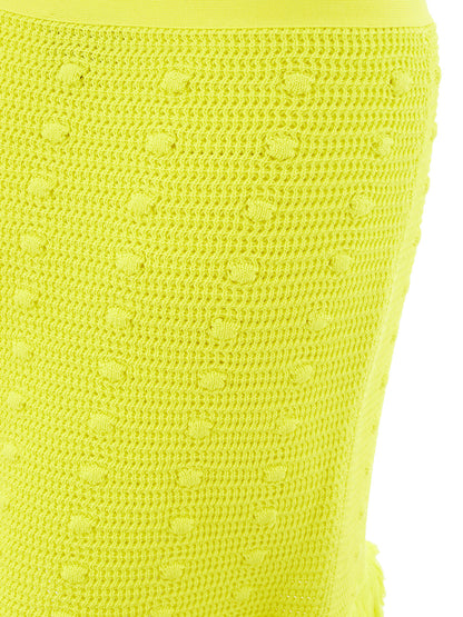 Bottega Veneta Radiant Yellow Fringed Pencil Skirt