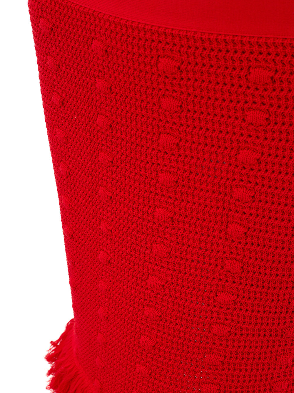 Bottega Veneta Elegant Red Pompom Detail Pencil Skirt