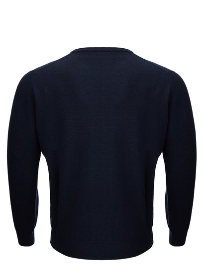 KANGRA Elegant Blue Wool Blend Round Neck Sweater