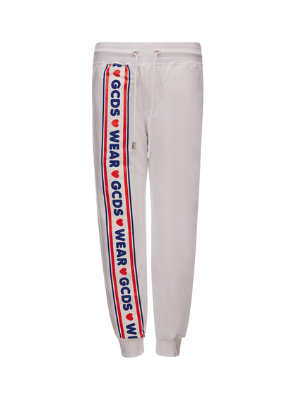 GCDS Elegant Cotton Sweatpants With Logo Band