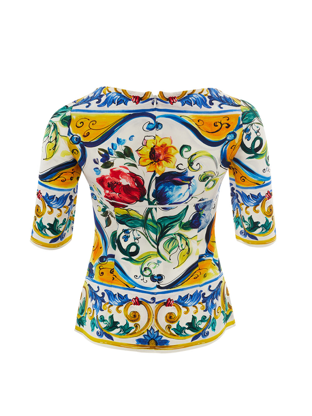 Dolce & Gabbana Elegant Maiolica Print Silk Top