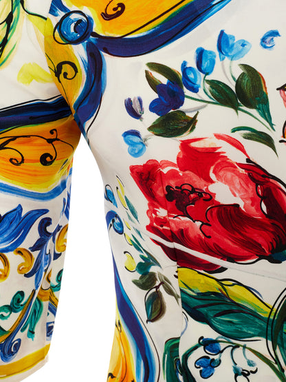 Dolce & Gabbana Elegant Maiolica Print Silk Top