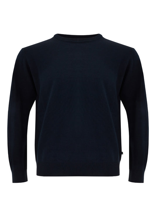 FERRANTE Elegant Blu Wool Round Neck Jumper - Regular Fit