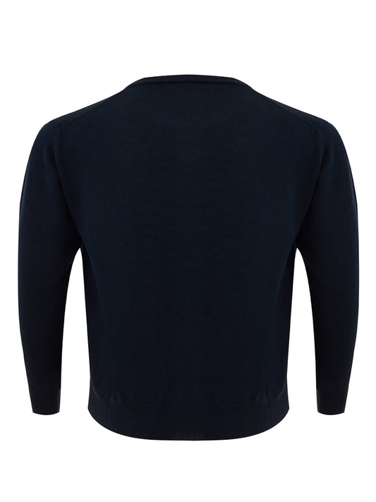 FERRANTE Elegant Blu Wool Round Neck Jumper - Regular Fit