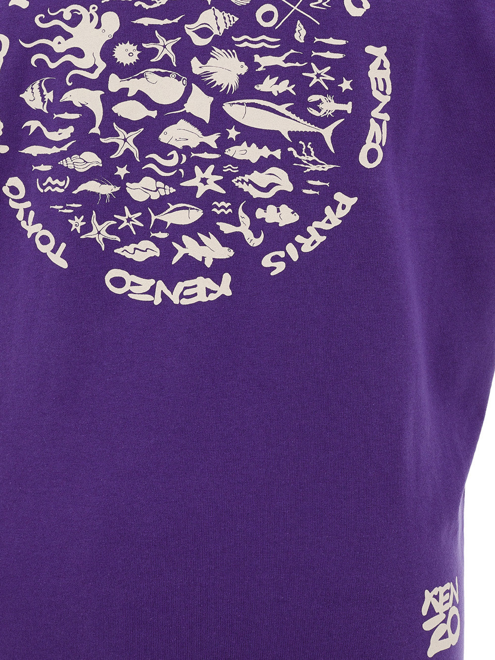 Kenzo Chic Purple Cotton Tee with Signature Print