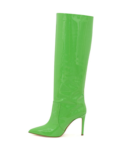 Paris Texas Chic Neon Green Patent Leather Knee Boots