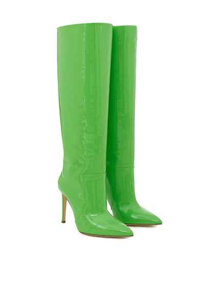 Paris Texas Chic Neon Green Patent Leather Knee Boots