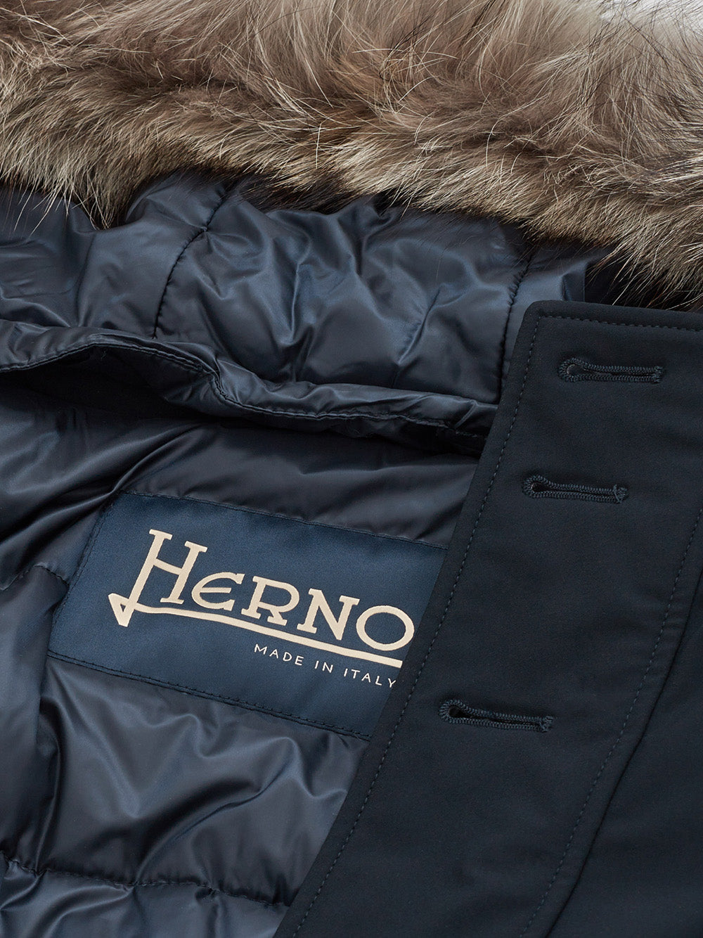 Herno Elegant Blue Quilted Trench with Removable Hood