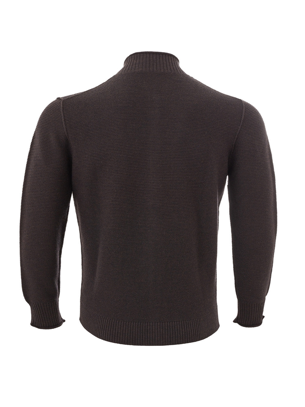 KANGRA Elegant Brown Wool Turtleneck Cardigan