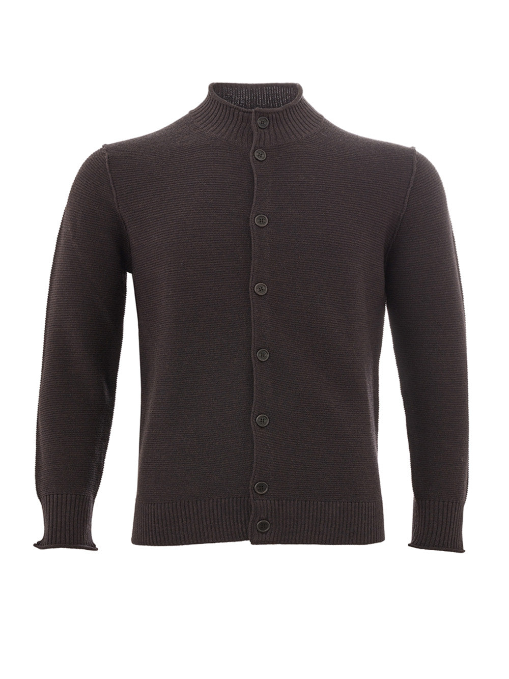 KANGRA Elegant Brown Wool Turtleneck Cardigan