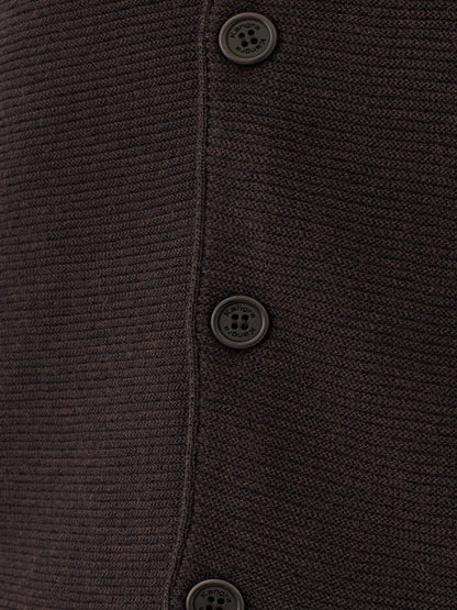 KANGRA Elegant Brown Wool Turtleneck Cardigan