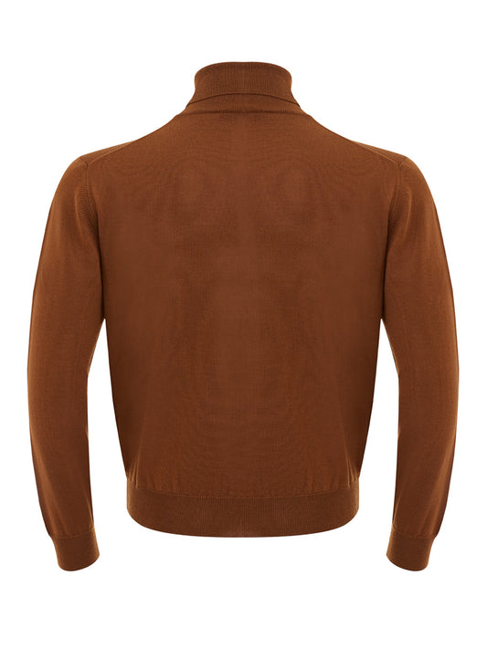 FERRANTE Elegant Brown Wool Turtleneck Jumper