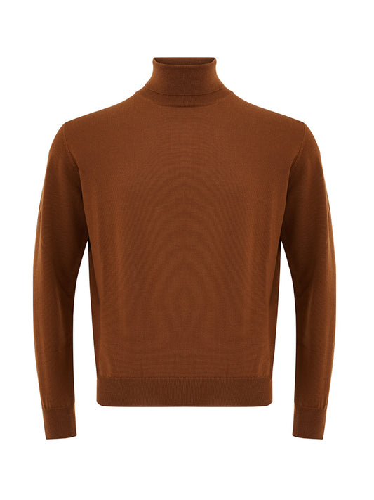 FERRANTE Elegant Brown Wool Turtleneck Jumper