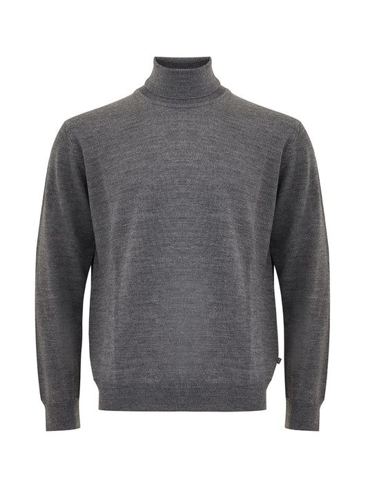 FERRANTE Elegant Grey Wool Turtleneck Sweater