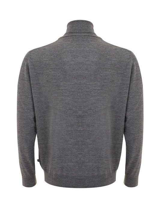 FERRANTE Elegant Grey Wool Turtleneck Sweater