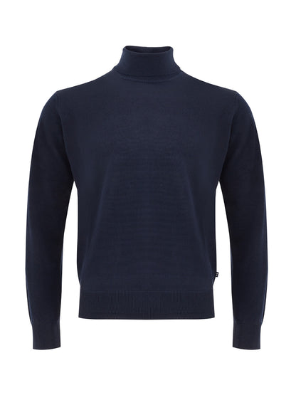 FERRANTE Elegant Blue Wool Turtleneck Sweater