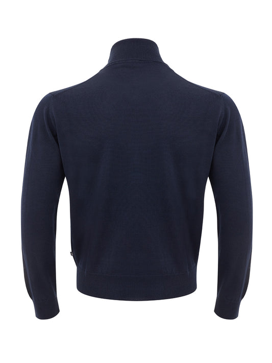 FERRANTE Elegant Blue Wool Turtleneck Sweater