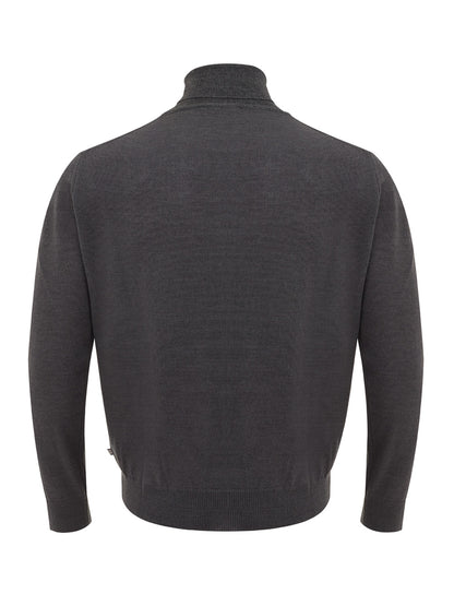 FERRANTE Sleek Anthracite Grey Wool Turtleneck Sweater