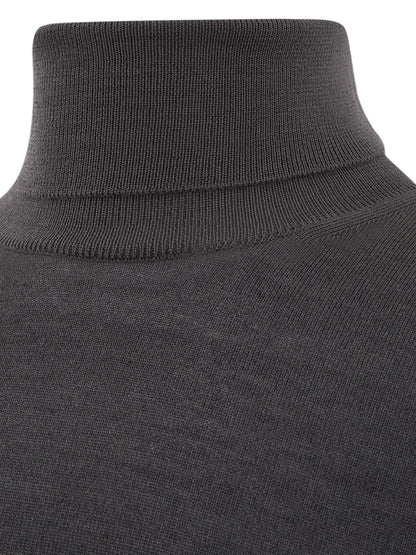 FERRANTE Sleek Anthracite Grey Wool Turtleneck Sweater